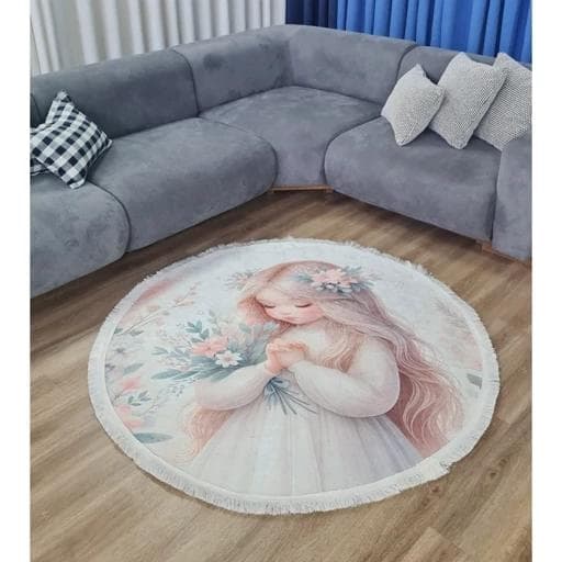فرشینه | فرش چاپی برند حسن نیا چاپی مخمل گرد دخترانه U429 (پس کرایه)