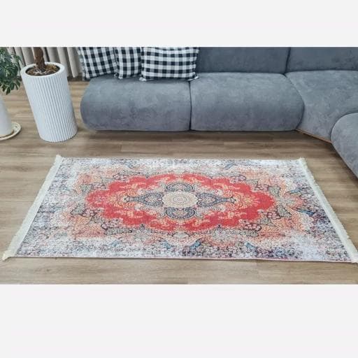 فرشینه | فرش چاپی برند حسن نیا چاپی مخمل شنل طرح سنتی وینتیج h236 (پس کرایه) — تصویر ۴