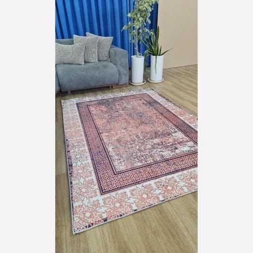 فرشینه | فرش چاپی برند حسن نیا چاپی مخمل مدرن رنگ مسی (پس کرایه) — تصویر ۵