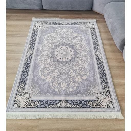 فرشینه | فرش چاپی برند حسن نیا چاپی هازان ترک طوسی سنتی (پس کرایه) — تصویر ۲