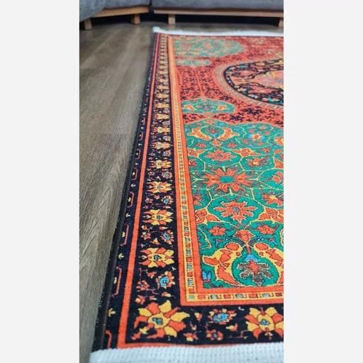فرشینه | فرش چاپی برند حسن نیا چاپی هازان ترک طرح ابریشمی 079 (پس کرایه) — تصویر ۴