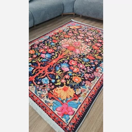 فرشینه | فرش چاپی برند حسن نیا چاپی هازان ترک طرح ابریشمی 048 (پس کرایه) — تصویر ۷