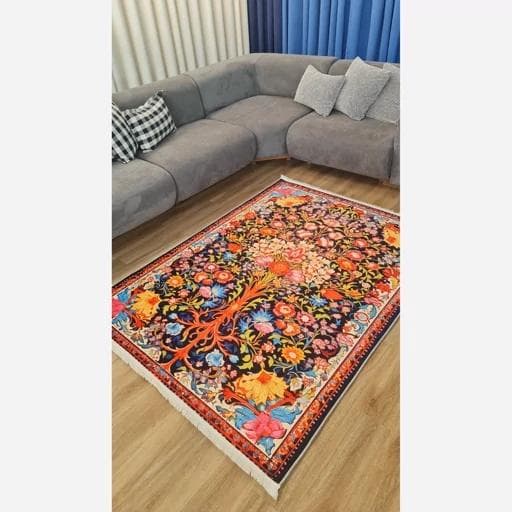 فرشینه | فرش چاپی برند حسن نیا چاپی هازان ترک طرح ابریشمی 048 (پس کرایه) — تصویر ۳