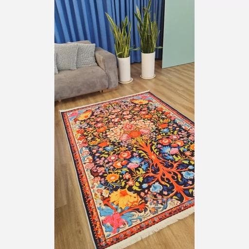 فرشینه | فرش چاپی برند حسن نیا چاپی هازان ترک طرح ابریشمی 048 (پس کرایه) — تصویر ۵