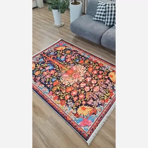 فرشینه | فرش چاپی برند حسن نیا چاپی هازان ترک طرح ابریشمی 048 (پس کرایه) — تصویر ۴