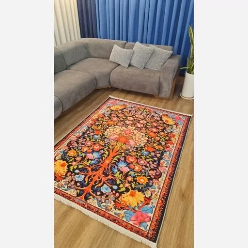 فرشینه | فرش چاپی برند حسن نیا چاپی هازان ترک طرح ابریشمی 048 (پس کرایه) — تصویر ۶
