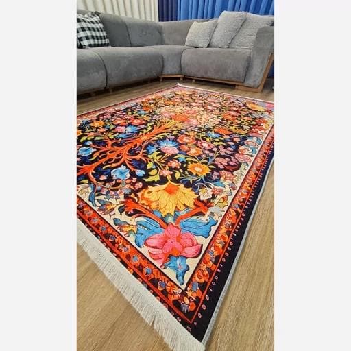فرشینه | فرش چاپی برند حسن نیا چاپی هازان ترک طرح ابریشمی 048 (پس کرایه) — تصویر ۸
