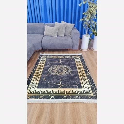 فرشینه | فرش چاپی برند حسن نیا مدرن هازان ترک طرح ورساچه h481 (پس کرایه) — تصویر ۴
