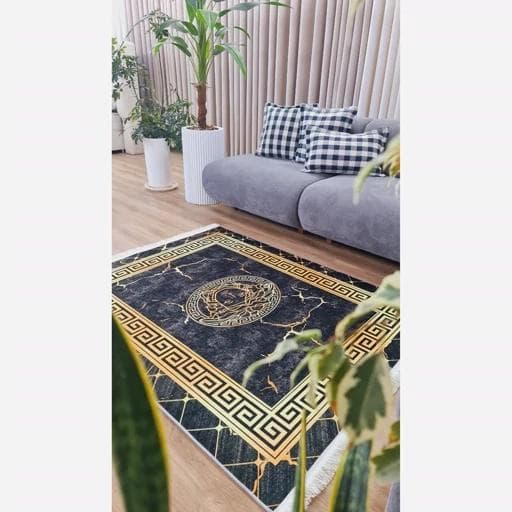فرشینه | فرش چاپی برند حسن نیا مدرن هازان ترک طرح ورساچه h481 (پس کرایه) — تصویر ۳