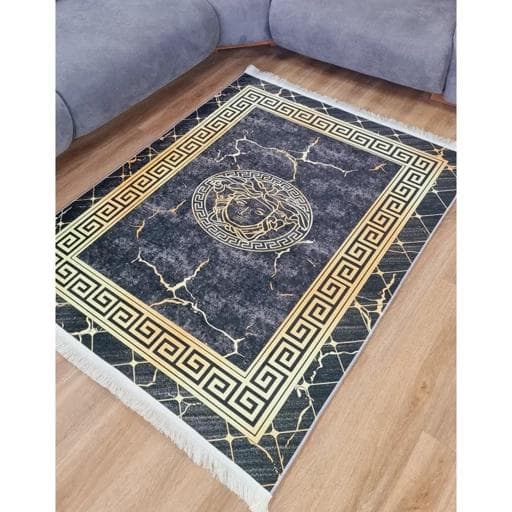 فرشینه | فرش چاپی برند حسن نیا مدرن هازان ترک طرح ورساچه h481 (پس کرایه)