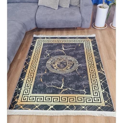 فرشینه | فرش چاپی برند حسن نیا مدرن هازان ترک طرح ورساچه h481 (پس کرایه) — تصویر ۲