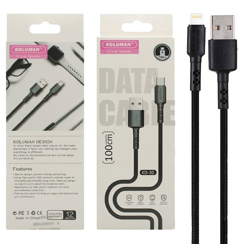 کابل شارژ و دیتا آیفون فست کنفی Koluman KD-30 — تصویر ۲