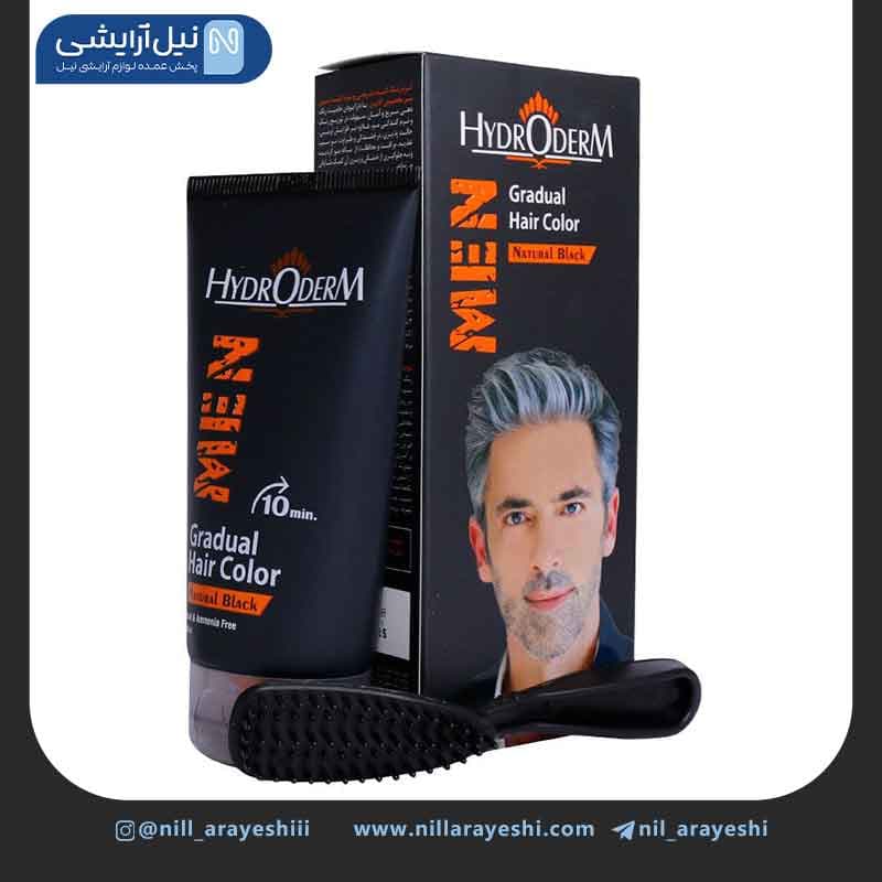 کرم تیوپی رنگ موی تدریجی آقایان هیدرودرم 150 میل ( مشکی طبیعی )