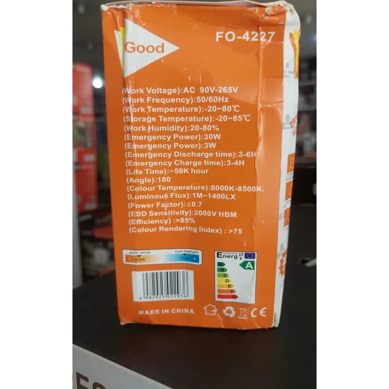 لامپ اضطراری شارژی ۳۰ وات مدل FO-4227 کد F484 — تصویر ۶
