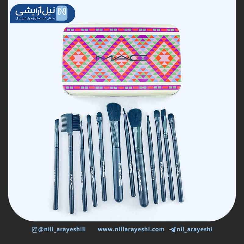 ست براش دوازده تیکه سنتی مک قوطی فلزی