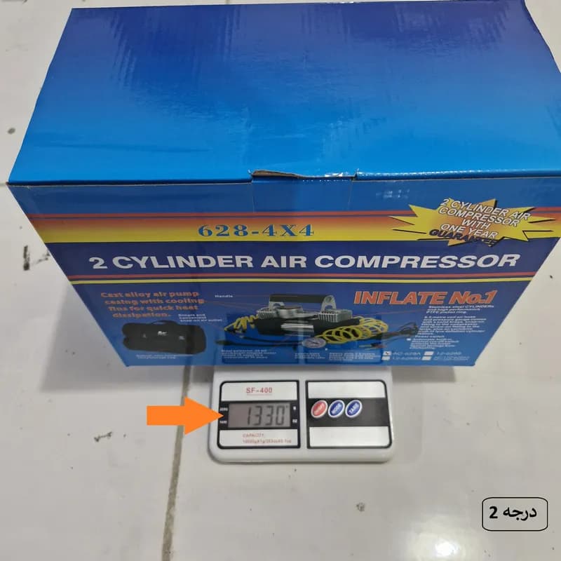 کمپرسور باد فندکی خودرو دو سیلندر 12 ولت کد 628-4X4 کد F385 — تصویر ۴