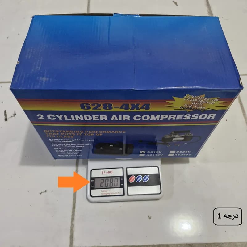 کمپرسور باد فندکی خودرو دو سیلندر 12 ولت کد 628-4X4 کد F385 — تصویر ۵