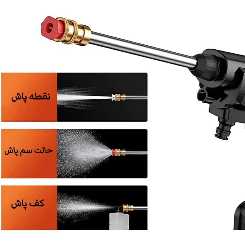 کارواش و سم پاش تفنگی سه حالته شارژی کیف دار کلینیگ گان کد F378 — تصویر ۵