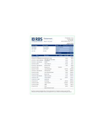 صورتحساب RBS Bank
