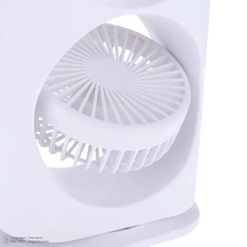 پنکه رومیزی مه پاش دو فن با نور RGB شارژی با کنترل f18 کد L583 — تصویر ۳