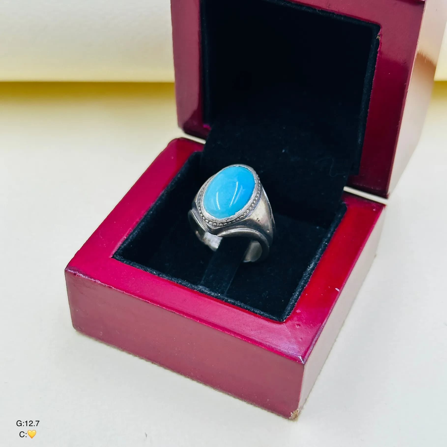 انگشتر نقره مردانه | سنگ فیروزه | رکاب ساده کد SMA374