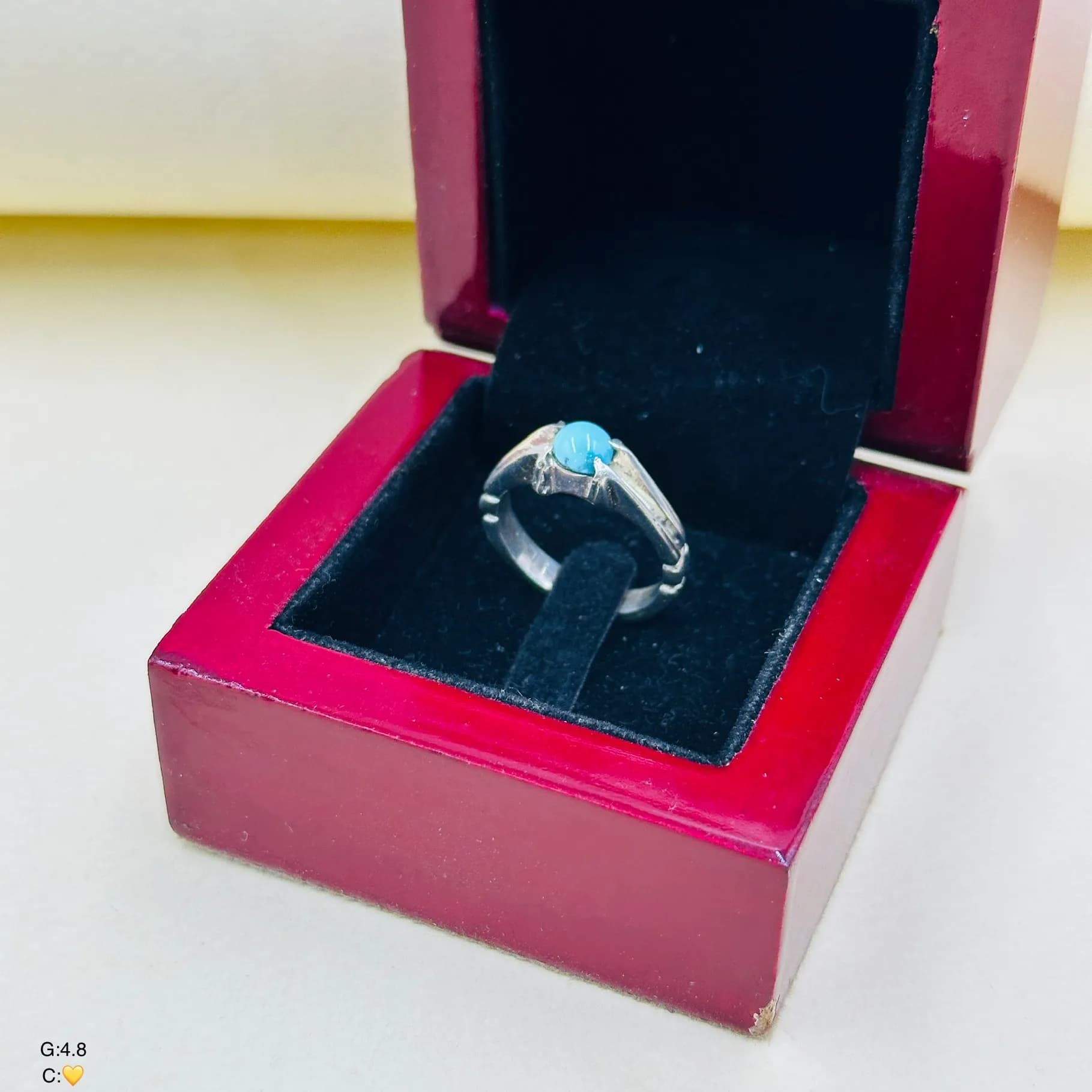 انگشتر نقره مردانه | سنگ فیروزه اصل | رکاب ساده کد SMA357