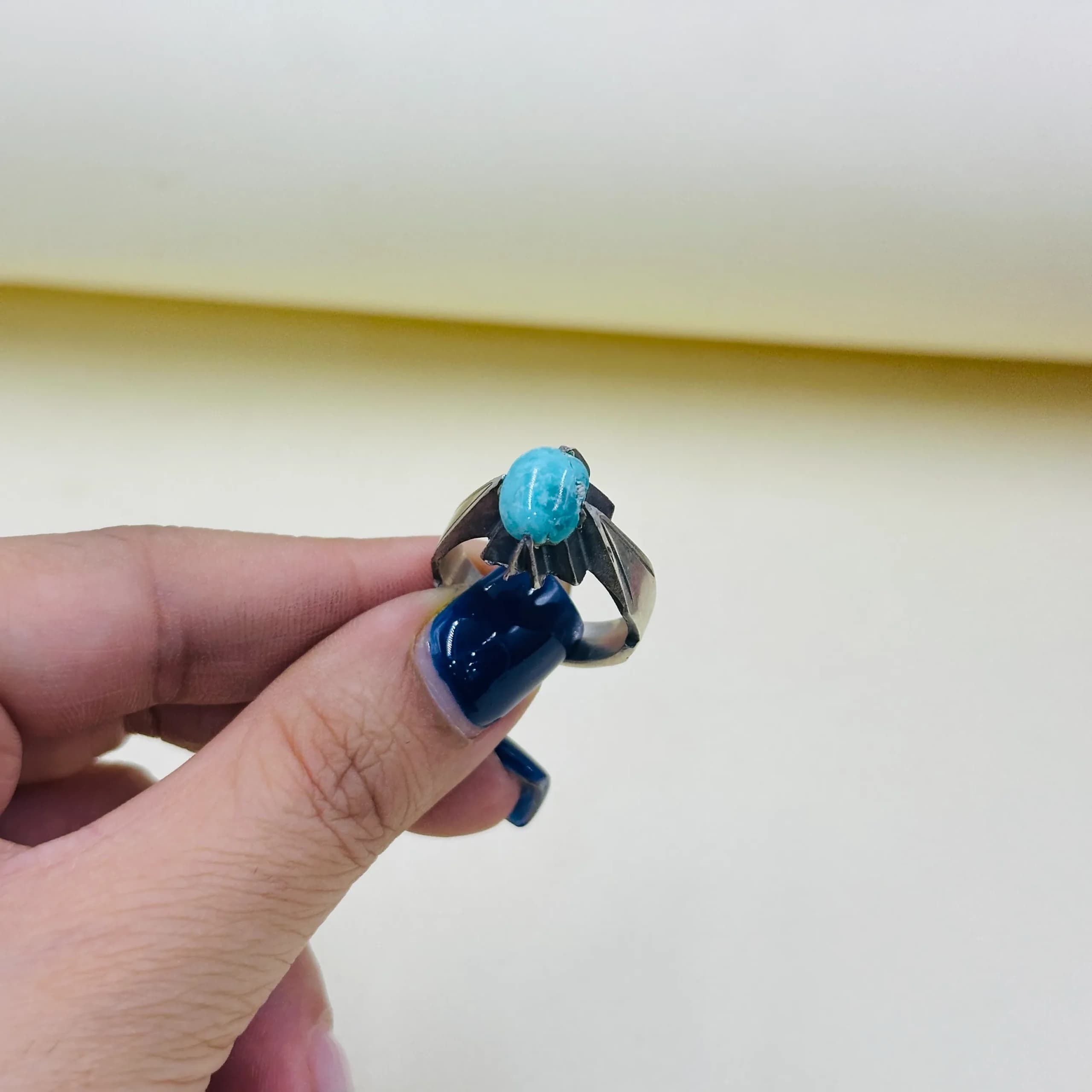 انگشتر نقره مردانه | سنگ فیروزه اصل | رکاب ساده کد SMA356 — تصویر ۲