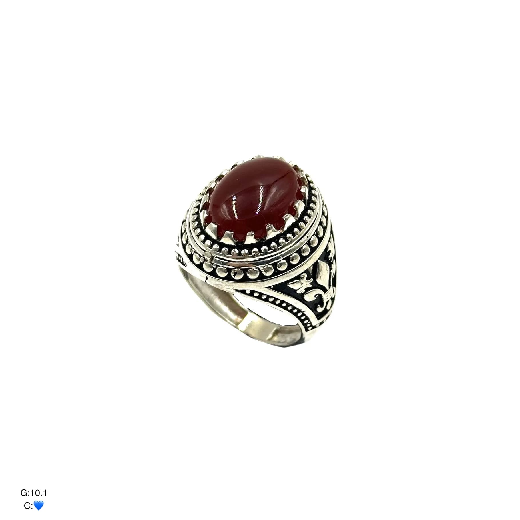 انگشتر نقره مردانه | سنگ عقیق | قلم کاری کد SMA340 — تصویر ۳