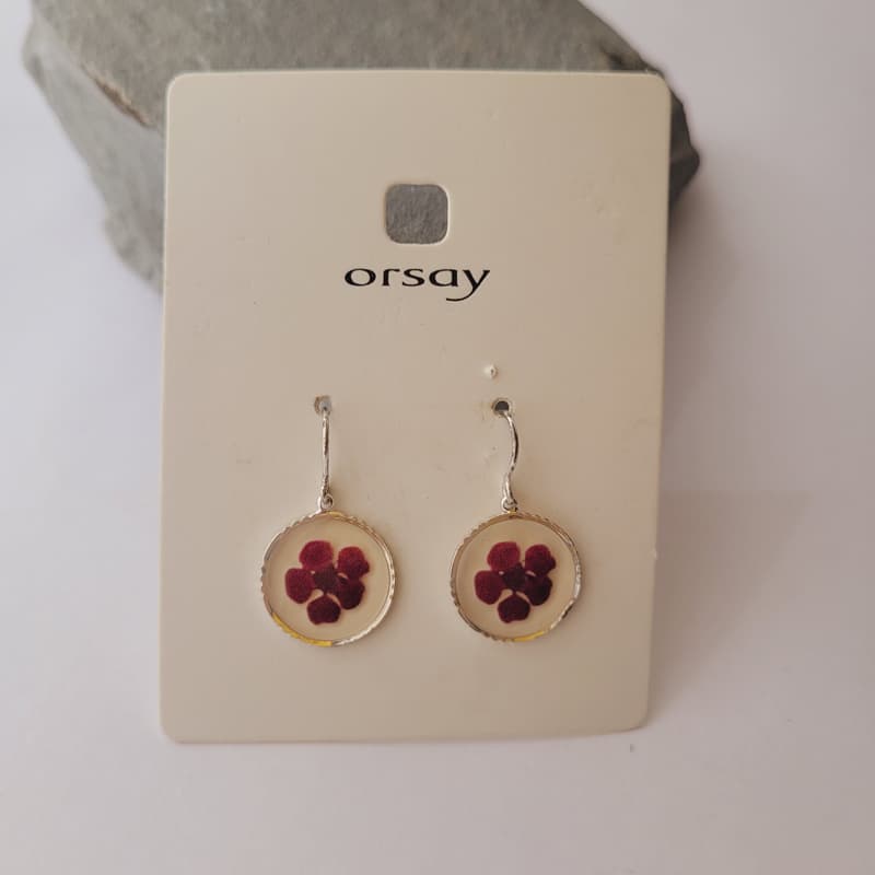 گوشواره حلقه ای رزینی طرح گل