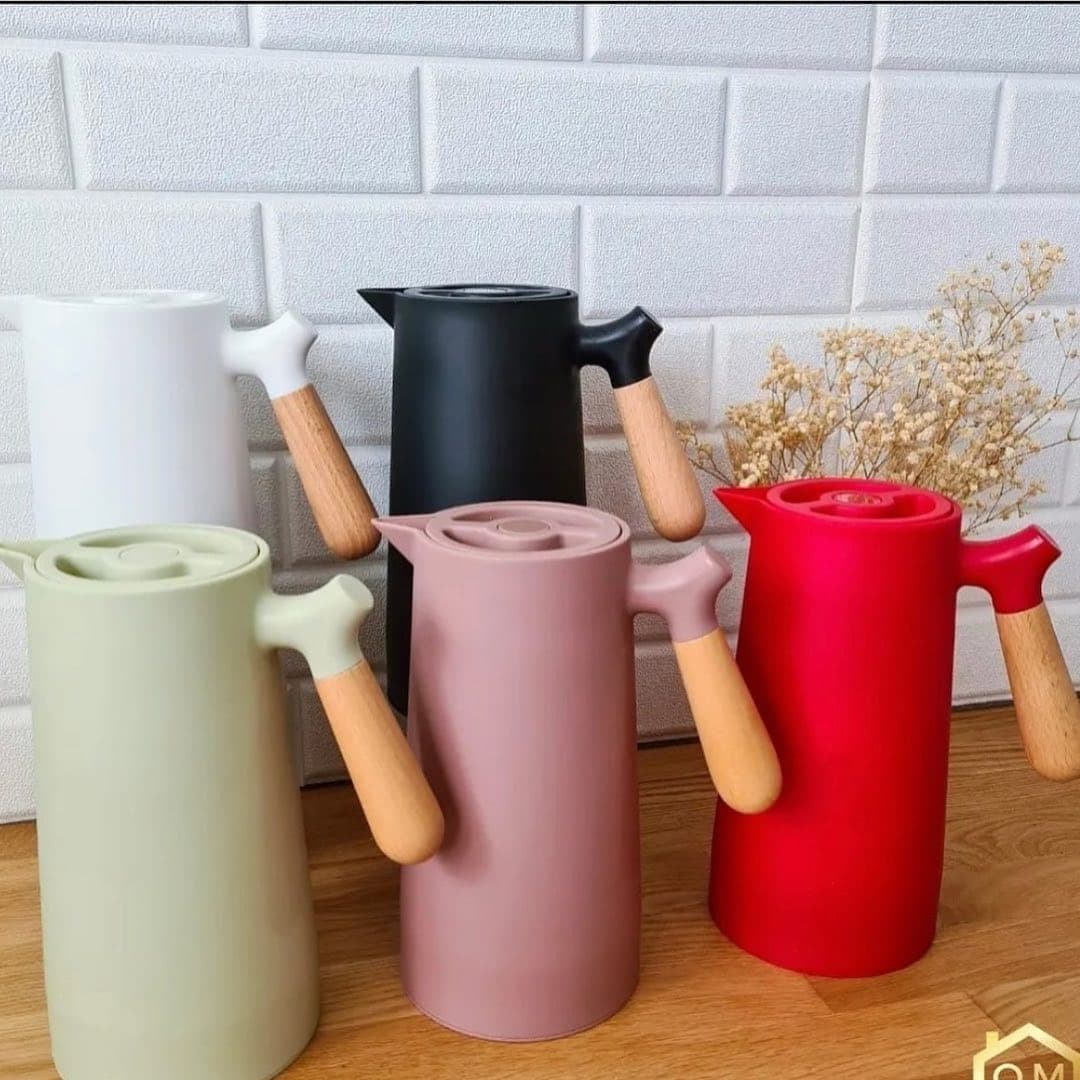 فلاسک رگال شیشه صورتی دسته بامبو اصلی