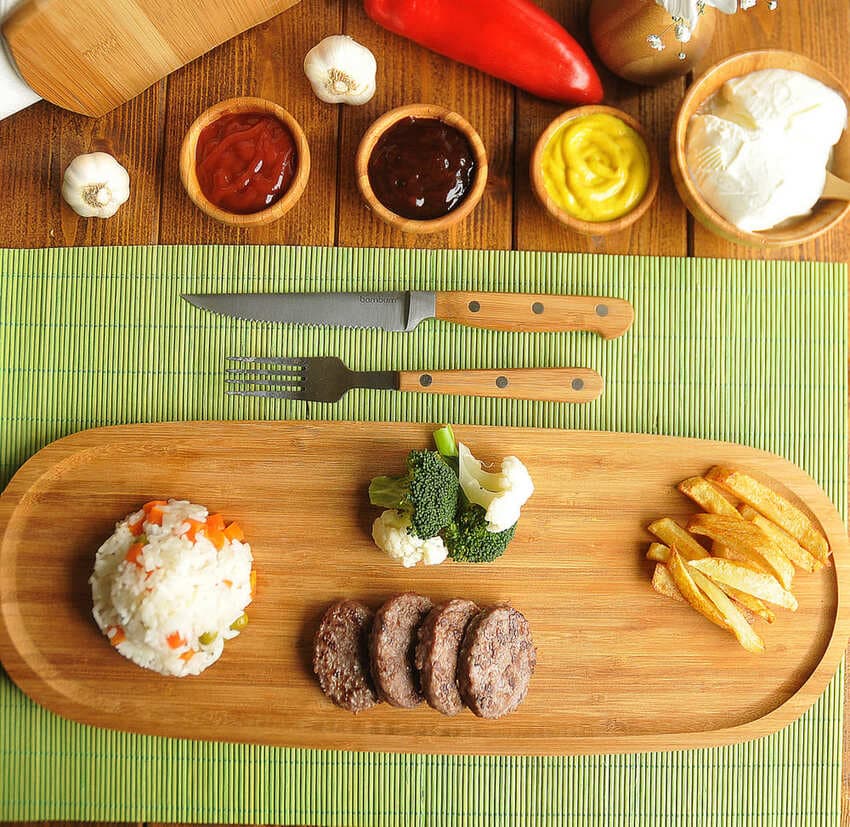 سینی اردو خوری مدل چوب بامبو طرح بیضی