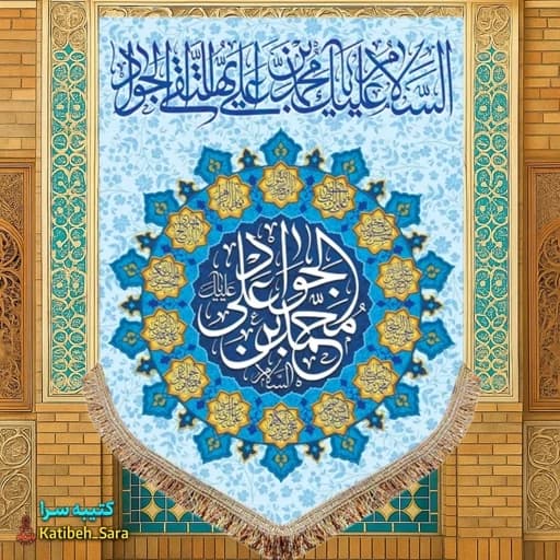 کتیبه مخمل عمودی ولادت امام جواد (ع)
