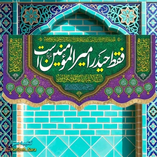 کتیبه مخمل ولادتی فقط حیدر امیرالمومنین است بهمراه چهارده معصوم(ع)