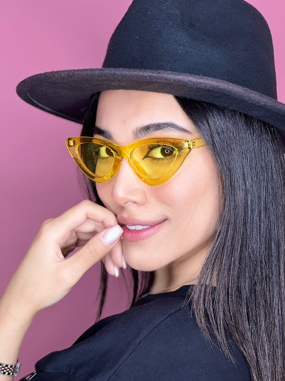 عینک شب دخترانه مارک چنل زرد uv400 — تصویر ۴