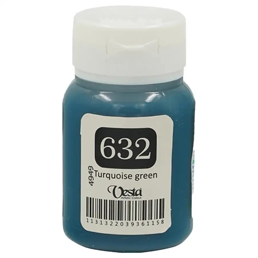 رنگ پارچه وستا رنگ Turquoise Green کد 632 حجم 60 میلی لیتر
