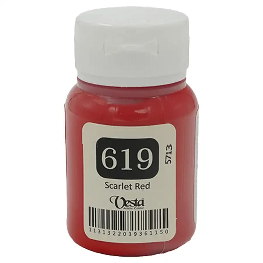 رنگ پارچه وستا رنگ Scarlet Red کد 619 حجم 60 میلی لیتر