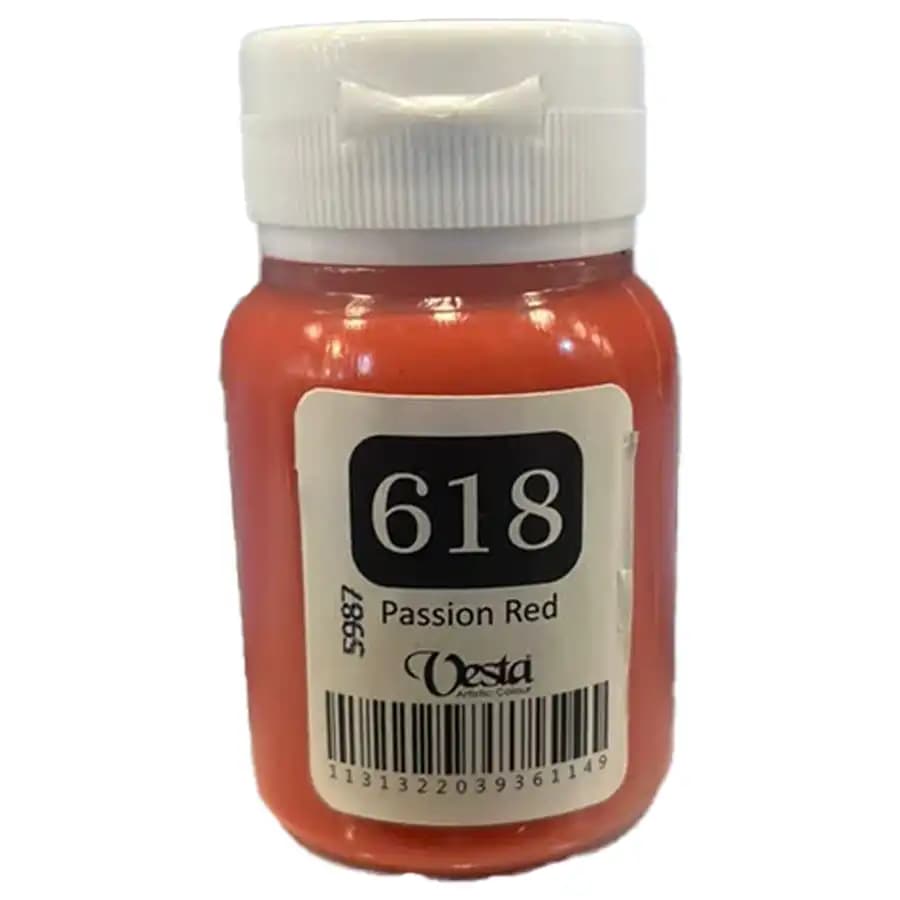 رنگ پارچه وستا رنگ Passion Red کد 618 حجم 60 میلی لیتر