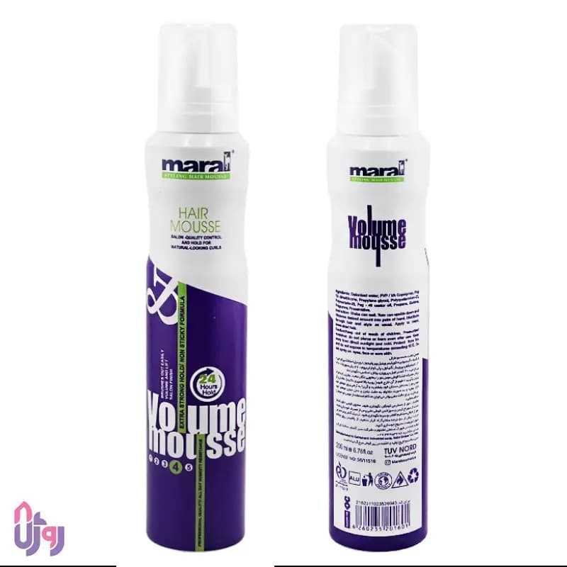 اسپری حالت دهنده مو مارال Maral مدل موس حجمدهنده Volume Mousse با قدرت نگهدارندگی 4 قوی Extra Strong حجم 200 میل — تصویر ۵