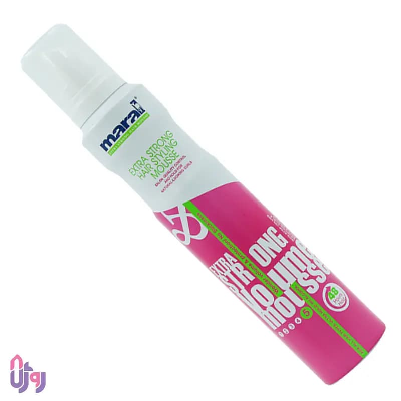 اسپری حالت دهنده مو مارال Maral مدل موس حجم‌دهنده Volume Mousse با قدرت نگهدارندگی 5 فوق قوی Extra Strong حجم 200 میل — تصویر ۲