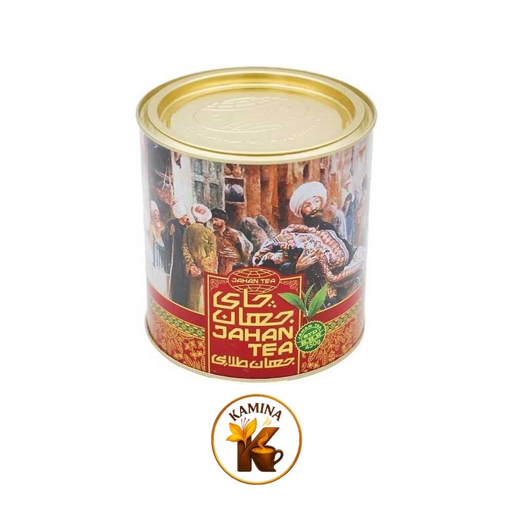 چای قوطی فلزی 450گرمی جهان طلائی