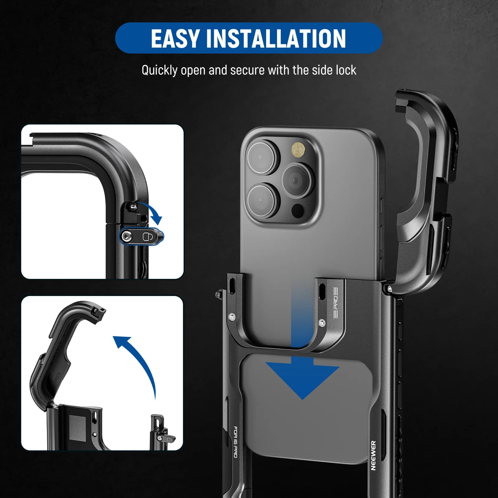 قاب کیس نیور NEEWER PA073 Phone Cage (iPhone 16 Pro) — تصویر ۲