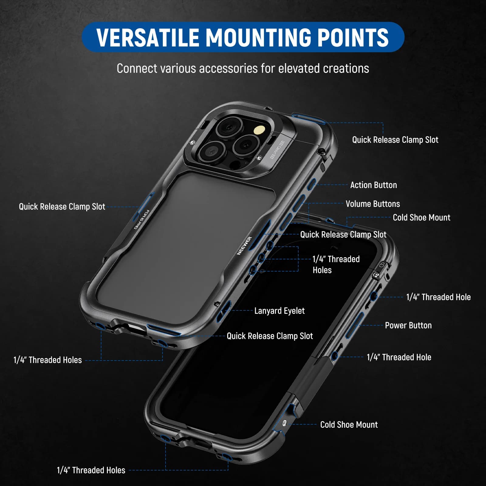 قاب کیس نیور NEEWER PA073 Phone Cage (iPhone 16 Pro) — تصویر ۶