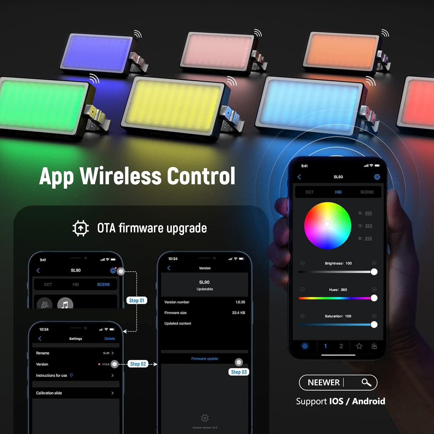نور ویدیویی NEEWER RGB Video Light SL90 — تصویر ۴
