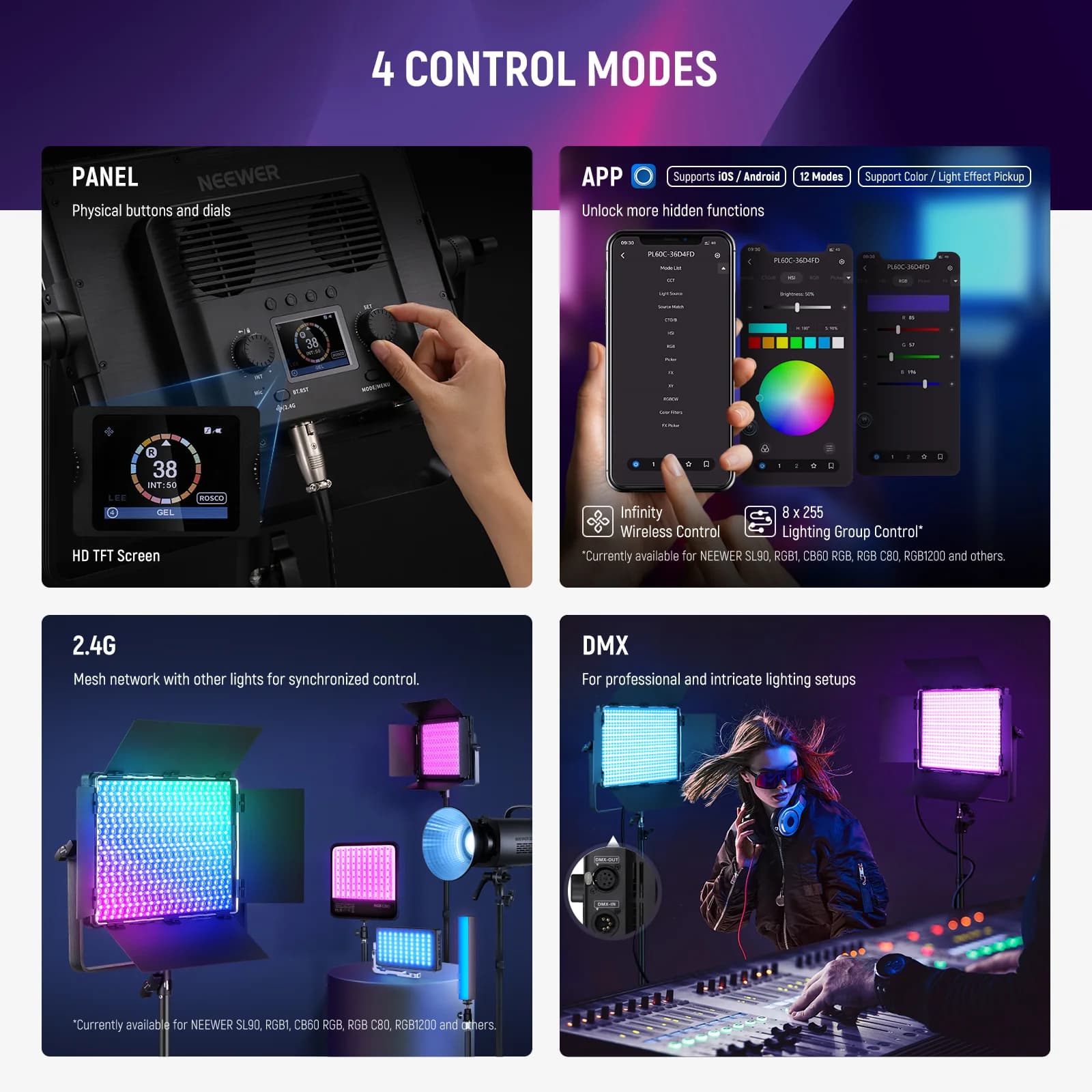 پنل نور ویدئویی NEEWER PL60C RGB — تصویر ۵