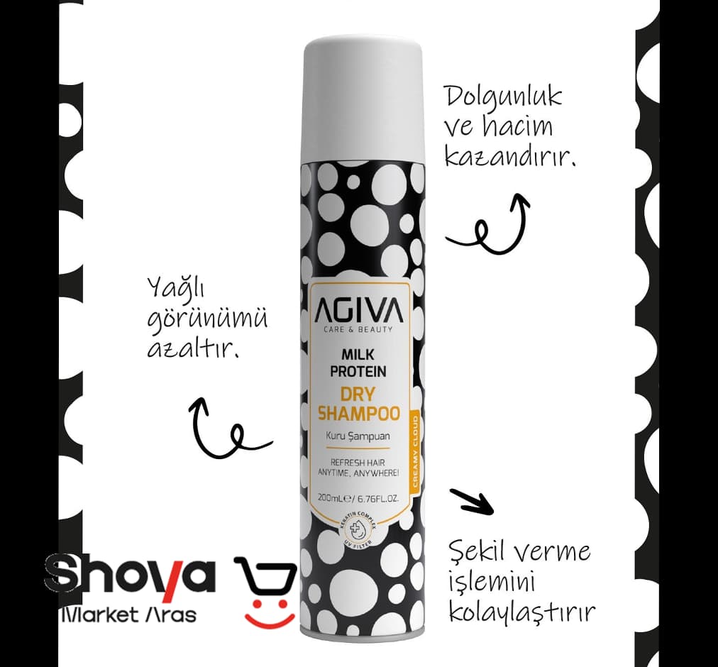 شامپو خشک اگیوا Agiva مدل Milk Protein حاوی پروتئین شیر حجم 200 میلی‌لیتر — تصویر ۵