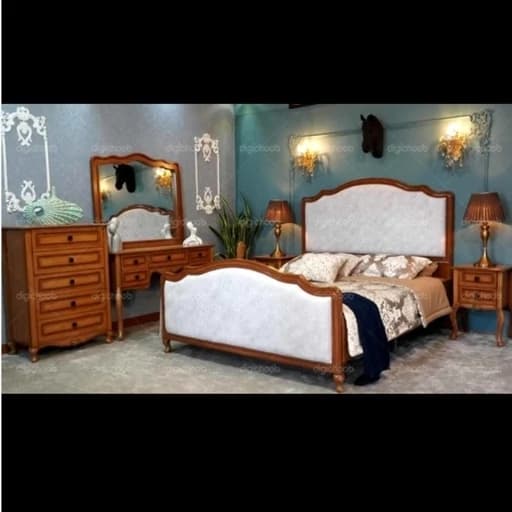 تخت خواب دونفره لمسه خور و میزآرایش دراور پاتختی با رنگبندی مختلف و طرح های مختلف به قیمت تولیدی مبلمان فرنا مدل 1142331