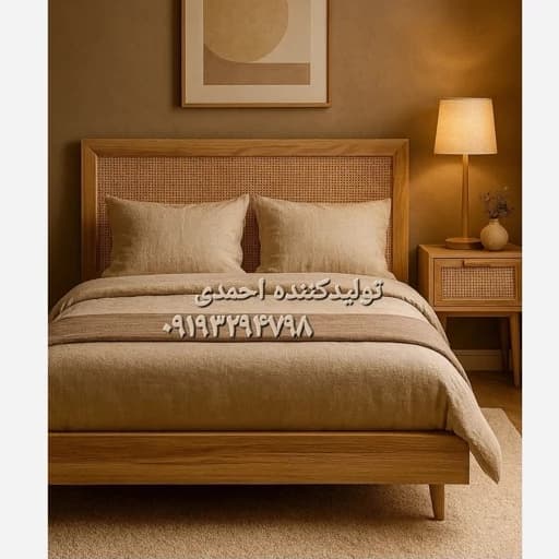 سرویس خواب دونفره تک نفره چوبی حصیری مبلمان فرنا مدل 1142326