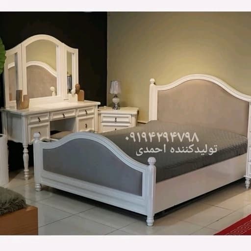 سرویس خواب دونفره زیرتختی آینه کنسول میز تی وی جاکفشی مبلمان فرنا مدل 1142325