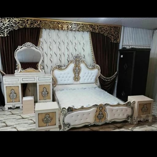 سرپیس خواب دونفره امپراطور در رنگبندی چوب و پارچه هزینه ارسال با مشتری مبلمان فرنا مدل 1142300