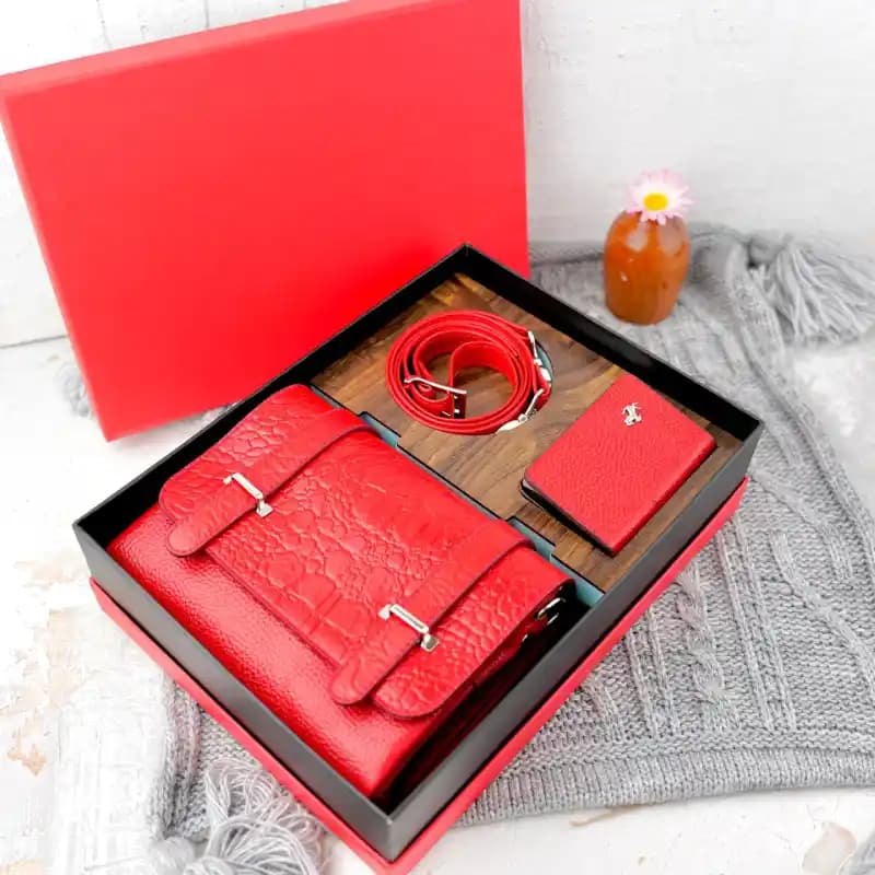 ست کیف دخترانه و جاکارتی فلزی چرم 20-80 — تصویر ۲